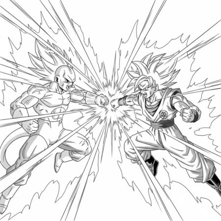 Goku e Jiren Conflito (Desenho para Colorir)