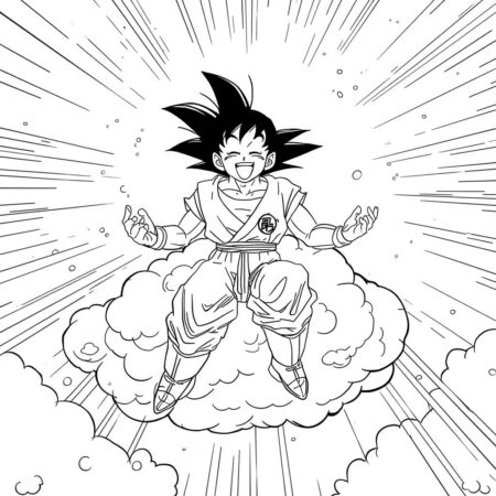 Goku e Nimbus (Desenho para Colorir)