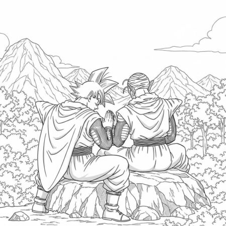 Goku e Piccolo Amizade (Desenho para Colorir)