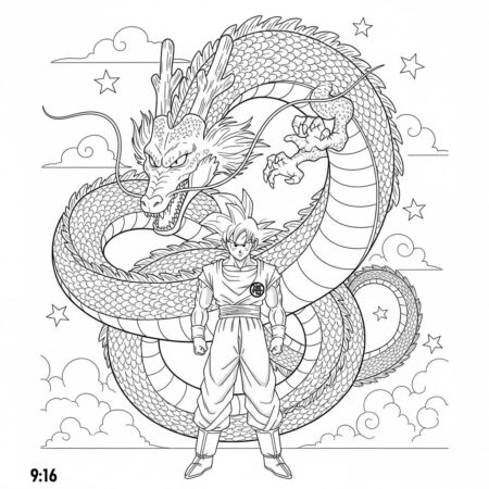 Goku e Shenron (Desenho para Colorir)