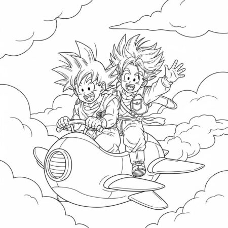 Goku e Trunks Aventura (Desenho para Colorir)