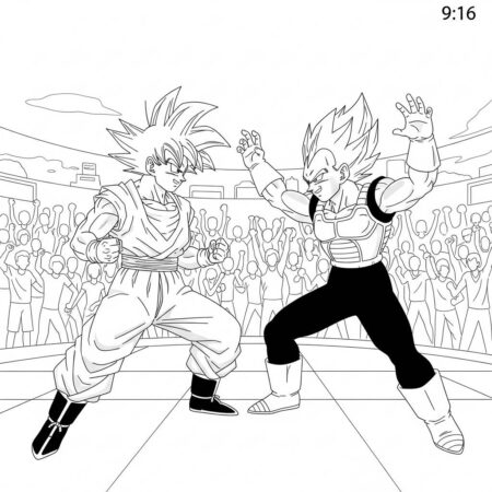 Goku e Vegeta Rivalidade (Desenho para Colorir)