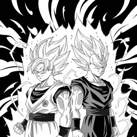 Goku e Vegeta Super Saiyajin (Desenho para Colorir)