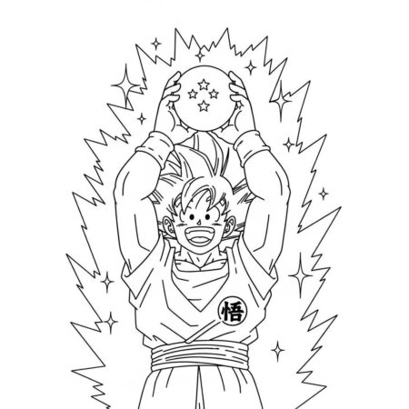 Goku e a Esfera do Dragao (Desenho para Colorir)