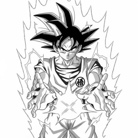 Goku em Acao (Desenho para Colorir)