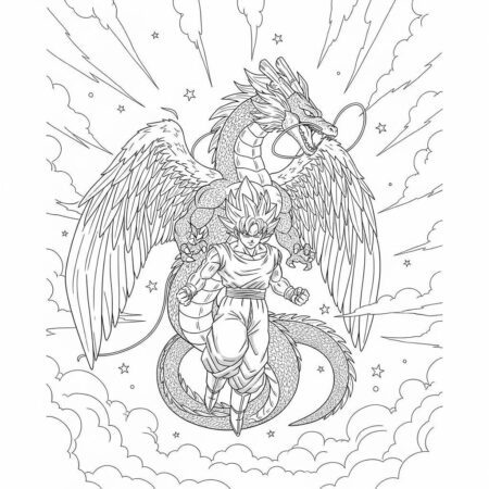 Goku em Forma de Dragao (Desenho para Colorir)