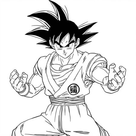 Goku em Forma de Luta (Desenho para Colorir)