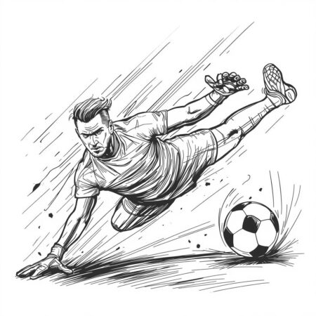 Goleiro em Acao (Desenho para Colorir)