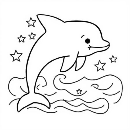 Golfinho Simples para Criancas (Desenho para Colorir)