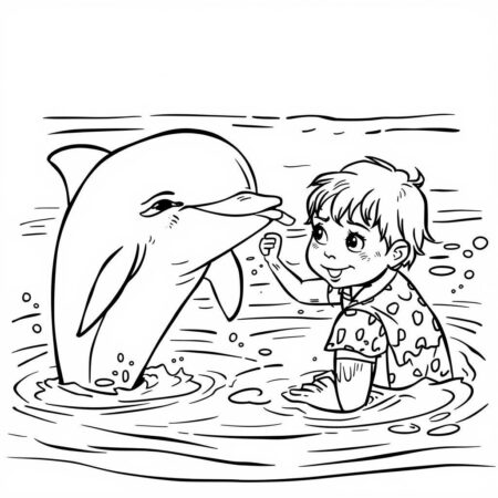 Golfinho e Amizade (Desenho para Colorir)