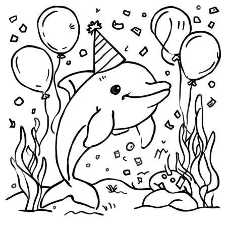 Golfinho em Festa (Desenho para Colorir)