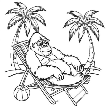 Gorila com Oculos de Sol (Desenho para Colorir)