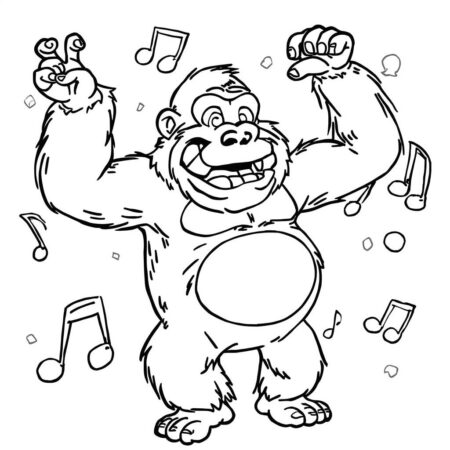 Gorila em Estilo Cartoon (Desenho para Colorir)