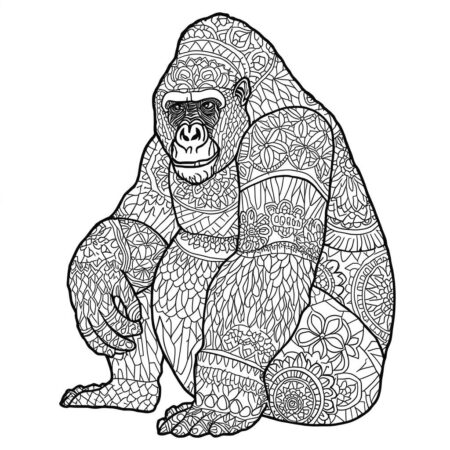 Gorila em Estilo Mandala (Desenho para Colorir)