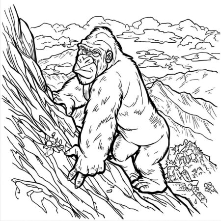 Gorila na Montanha (Desenho para Colorir)