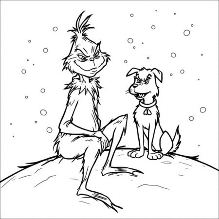 Grinch Com Cao (Desenho para Colorir)