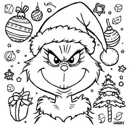 Grinch Natal Kawaii (Desenho para Colorir)