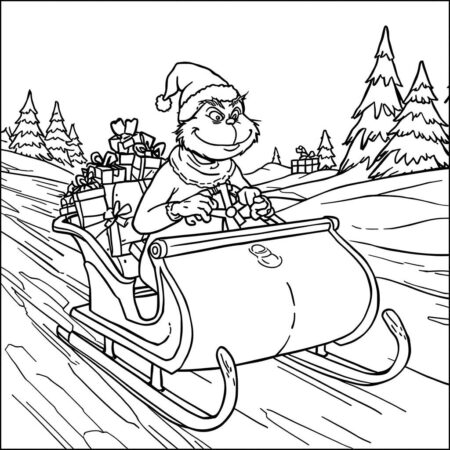 Grinch e Carro (Desenho para Colorir)