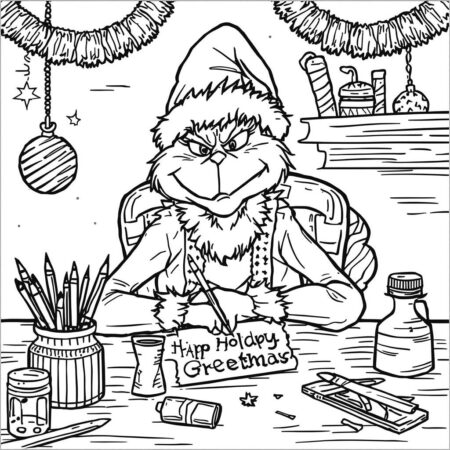 Grinch e Cartoes (Desenho para Colorir)