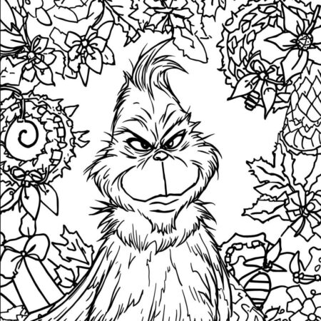 Grinch e Decoracoes (Desenho para Colorir)