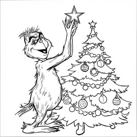 Grinch e Estrela (Desenho para Colorir)