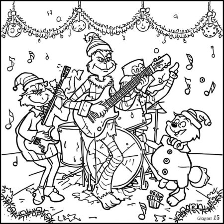 Grinch e Musicos (Desenho para Colorir)