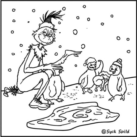 Grinch e Pinguins (Desenho para Colorir)
