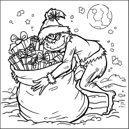 Grinch e Presentes (Desenho para Colorir)