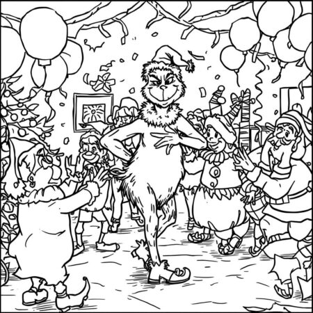 Grinch em Festa (Desenho para Colorir)