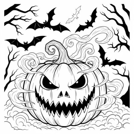 Halloween Abobora Assombrada (Desenho para Colorir)