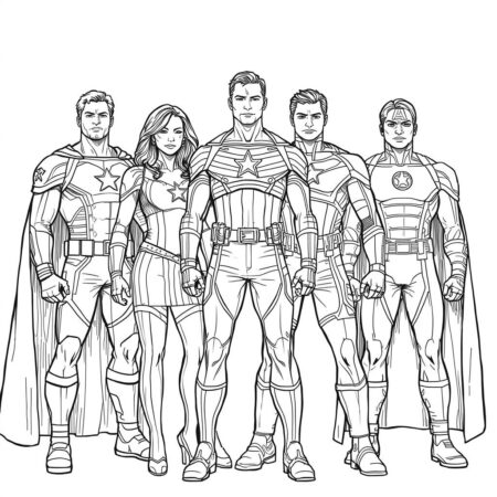 Herois em Equipe (Desenho para Colorir)