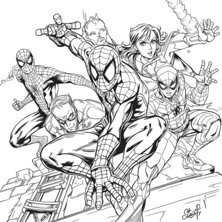 Homem Aranha e Super Herois (Desenho para Colorir)