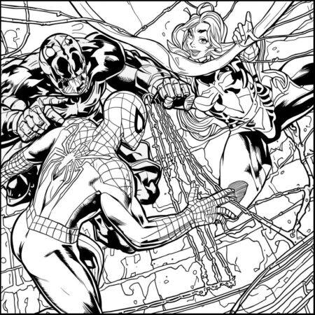 Homem Aranha e Viloes (Desenho para Colorir)