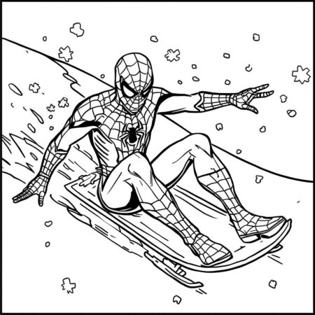 Homem Aranha e a Acao na Neve (Desenho para Colorir)