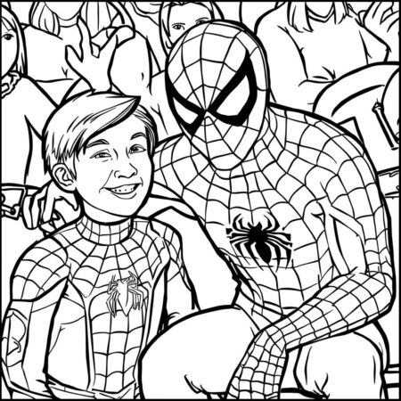 Homem Aranha e a Amizade (Desenho para Colorir)
