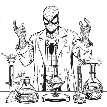 Homem Aranha e a Ciencia (Desenho para Colorir)
