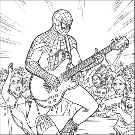 Homem Aranha e a Musica (Desenho para Colorir)