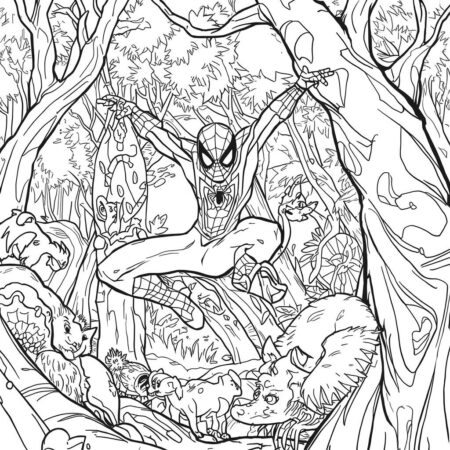Homem Aranha e a Natureza (Desenho para Colorir)
