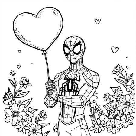 Homem Aranha e o Dia dos Namorados (Desenho para Colorir)