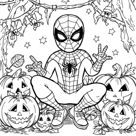 Homem Aranha e o Halloween (Desenho para Colorir)