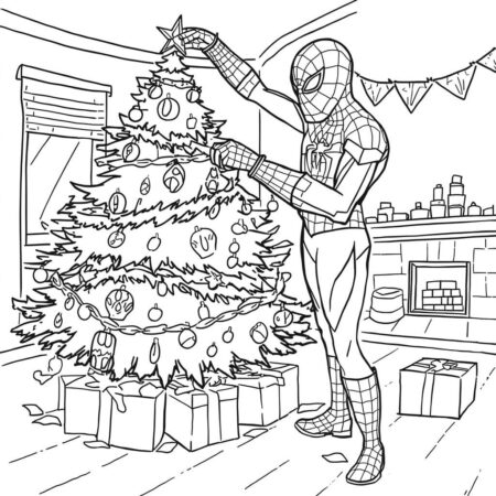 Homem Aranha e o Natal (Desenho para Colorir)