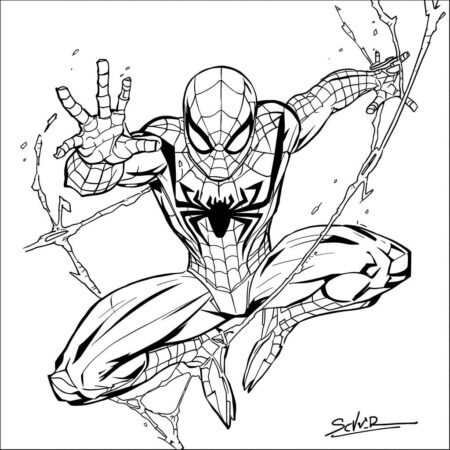 Homem Aranha e sua Teia (Desenho para Colorir)
