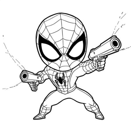 Homem Aranha em Acao Kawaii (Desenho para Colorir)