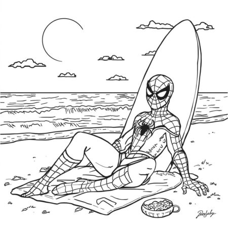 Homem Aranha em Ferias (Desenho para Colorir)