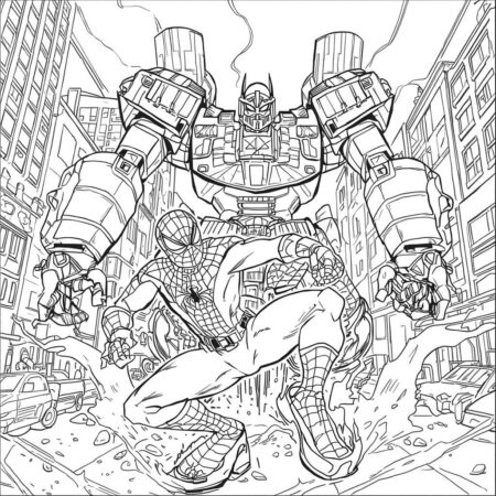 Homem Aranha em Luta (Desenho para Colorir)