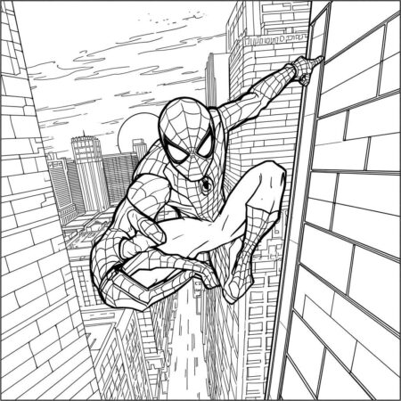 Homem Aranha na Cidade (Desenho para Colorir)