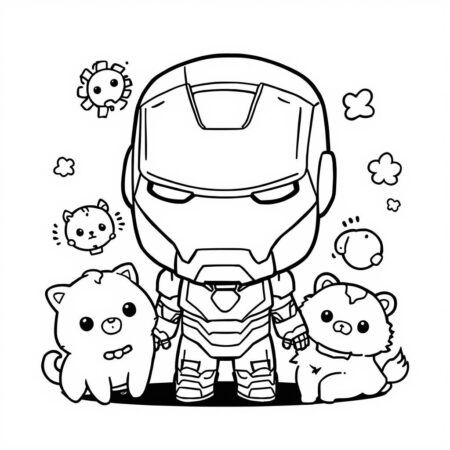 Homem de Ferro Estilo Kawaii (Desenho para Colorir)