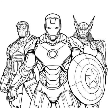 Homem de Ferro e Amigos (Desenho para Colorir)