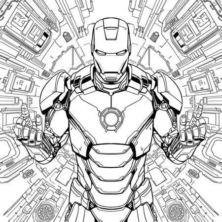 Homem de Ferro e Tecnologia (Desenho para Colorir)