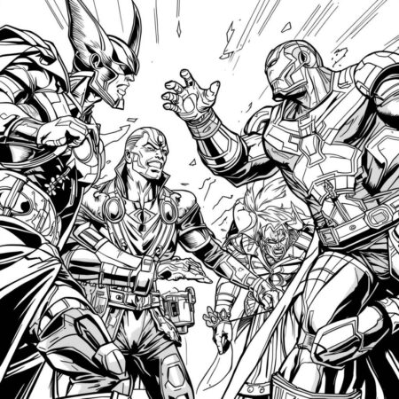 Homem de Ferro e Viloes (Desenho para Colorir)